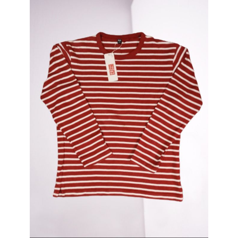 Uniqlo t-shirt garis lengan panjang