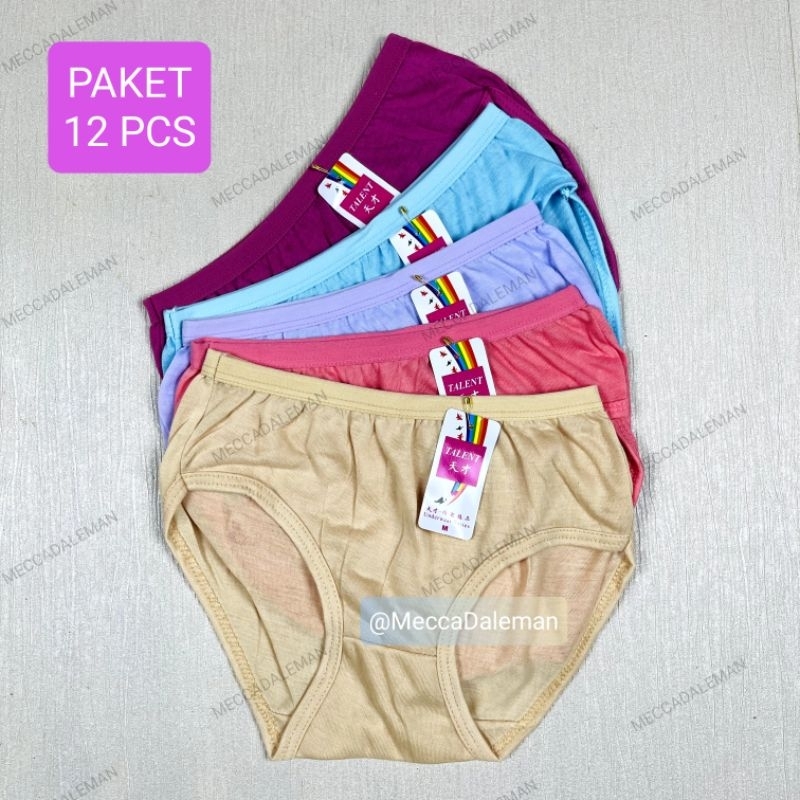 12 PCS CD Celana Dalam Wanita Katun Murah Talent Size M L XL 3L 4L