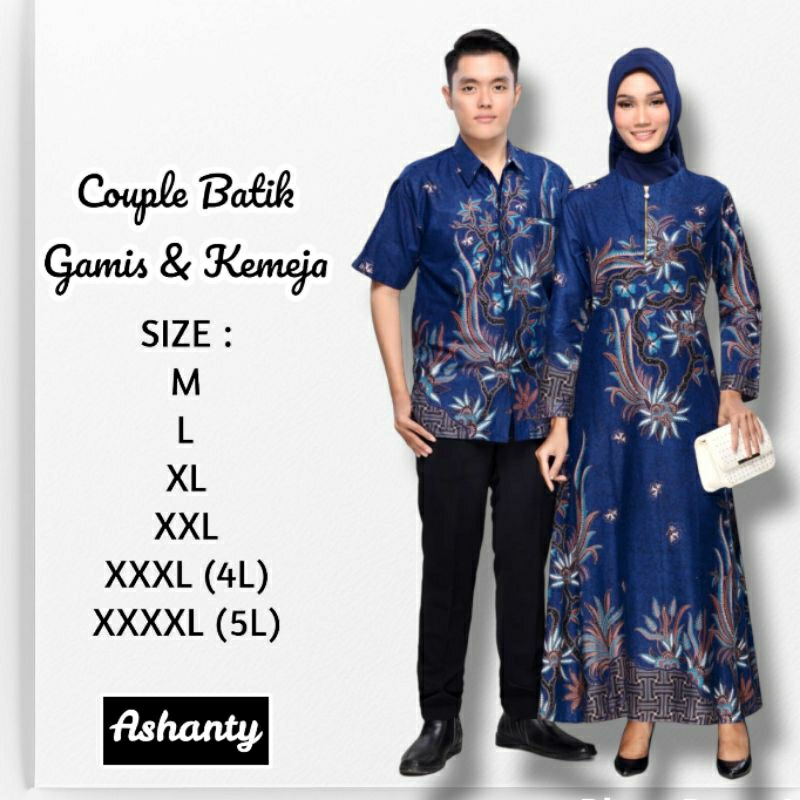 Couple Batik Gamis Modern Jumbo 4L-5L Sarimbit Pasangan Keluarga Longdress Maxi Big Size XXXL Seragam GVN