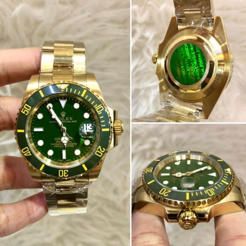 JSR 2063 JAM TANGAN PRIA ROLEX SUBMARINER TGL GOLD HIJAU STAINLESS SUPER PREMIUM