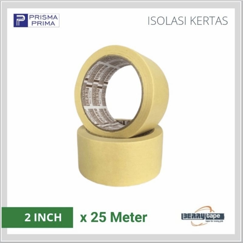 

BERRY Lakban Isolasi Kertas Masking Tape 2 inch / 48 mm x 25 M
