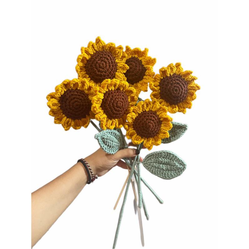 rajut bunga matahari / tangkai bunga matahari rajut