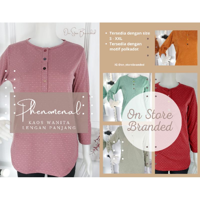 ATASAN WANITA KAOS LENGAN PANJANG MOTIF POLKADOT- PHENOMENAL