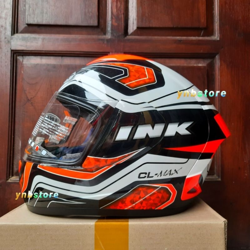 Helm INK CL MAX Seri 5 Fluo Red | Helm Fullface INK CL MAX #5 Red Fluo Original | INK Full face CL m