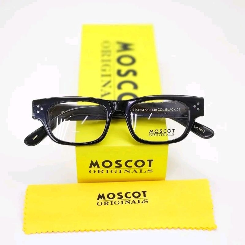 Kacamata Moscot Hyman black glossy frame glasses
