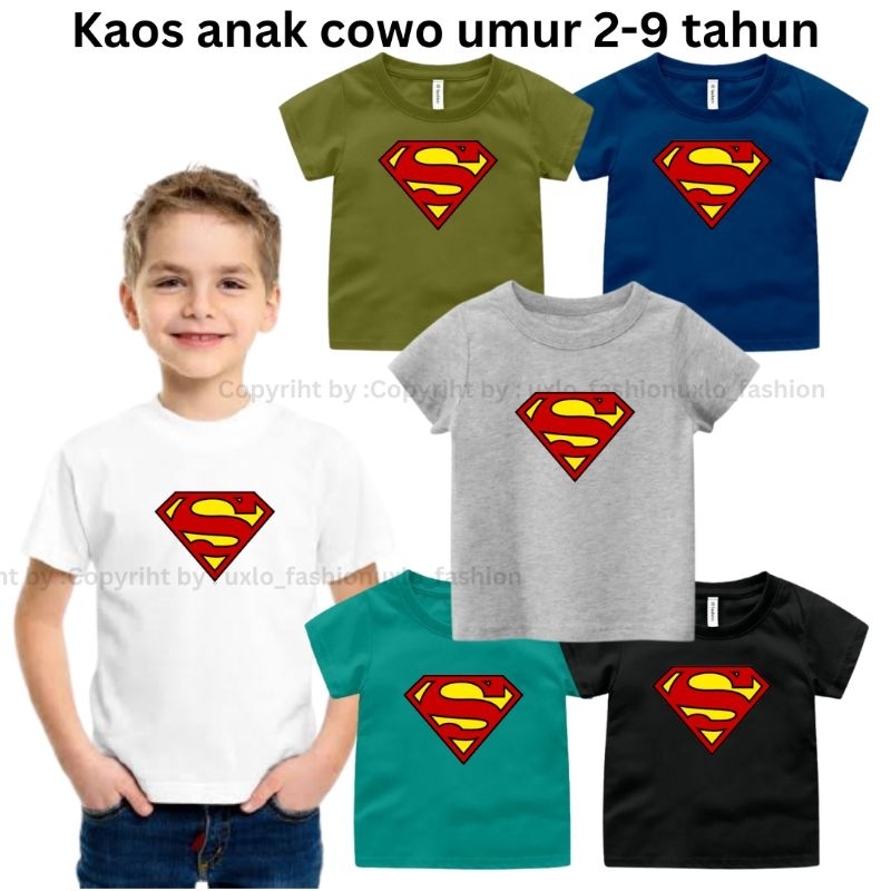 Uxlo/Kaos Anak Laki Laki MUrah Umur 1 sampai 10/Atasan Anak Laki Superhero Superman/Baju Karakter