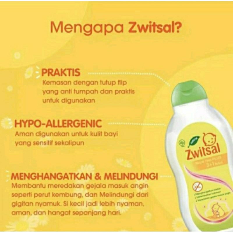 Zwitsal Baby Natural Minyak Telon Plus 3in1 60 mL / 100mll