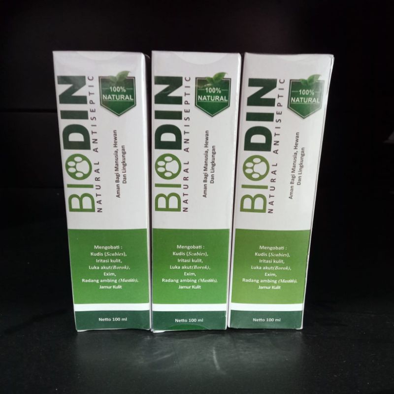 BIODIN spray 100 ml obat luka jamur borok demodex scabies kucing anjing kelinci