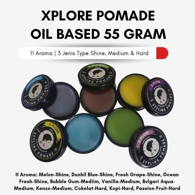 Grosir Pomade Oil Based 55 Gram Paket 20 Pcs Merek Xplore Stylish