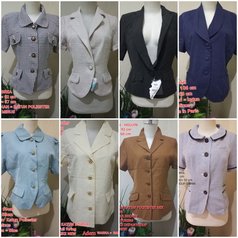 BLAZER TANGAN PENDEK/ BLAZER PREMIUM/OUTER PRELOVED/Blazer Wanita Lengan Pendek