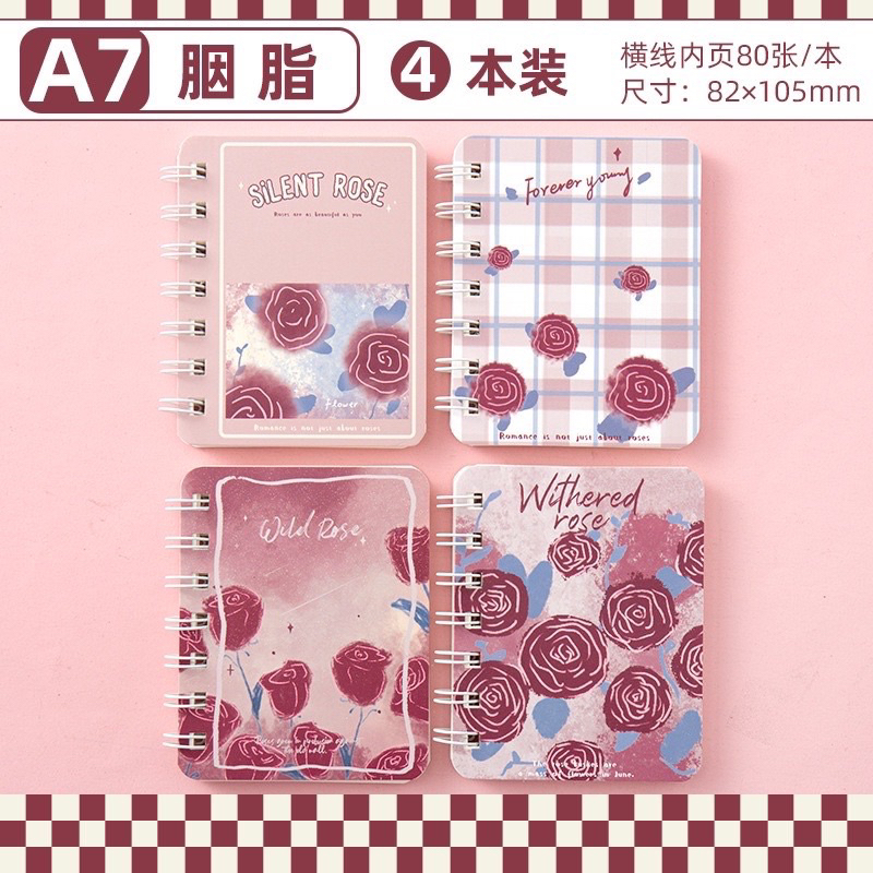 

notebook a7 BERGARIS note book notes ring spiral motif bunga hati biru mawar rose red heart cute estetik aesthetic kawaii ala korea buku catatan mini kecil untuk scrapbook diy girly anak perempuan murah
