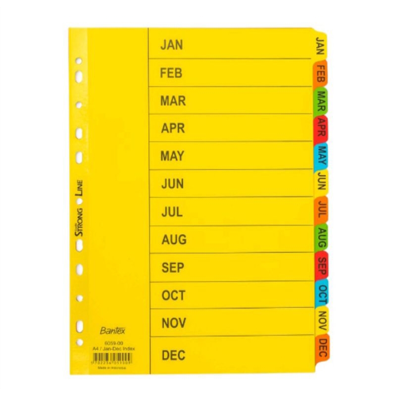 

Bantex Cardboard Divider And Indexes A4 JanDec (12 pages) 6059 00