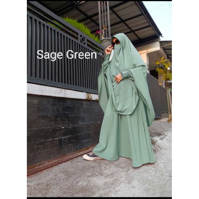 Gamis syari wolfis set khimar cadar murah