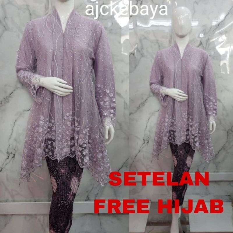 kebaya/Kebaya Kartini Tunik/ Tunik tulle / Kebaya Modern/Kebaya Busui/Set Kebaya Tunik