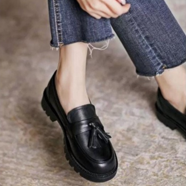 Sepatu Wanita Loafers Hitam Matte Glossy / Sepatu Kerja Docmart Jessy Premium LL212