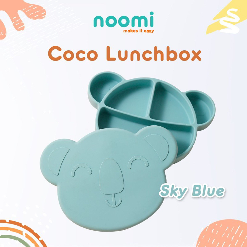 Noomi Coco Lunch Box Kids Tempat Makan Anak + Tutup Koala Silikon Sekat Premium // Piring Makan MPASI bayi