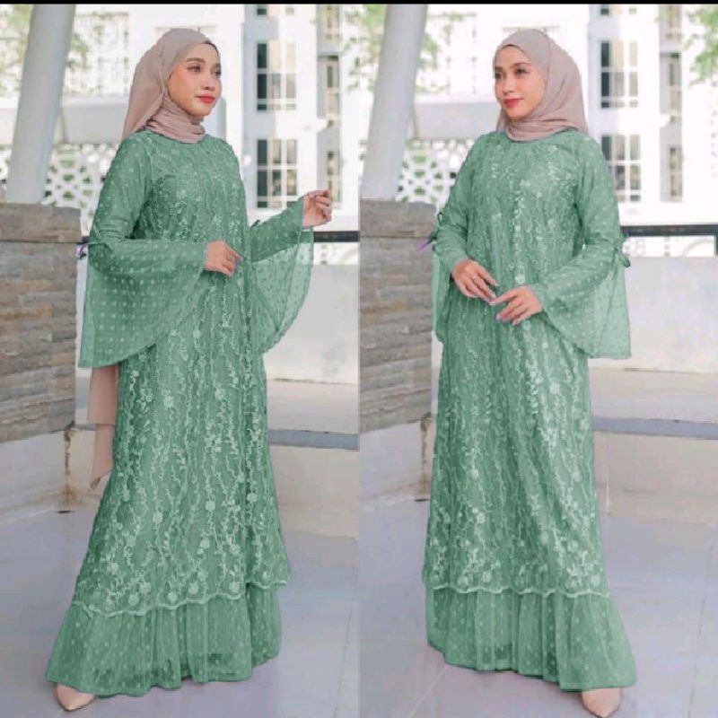 Maxy Nabila/Dress brukat Tulle kombi