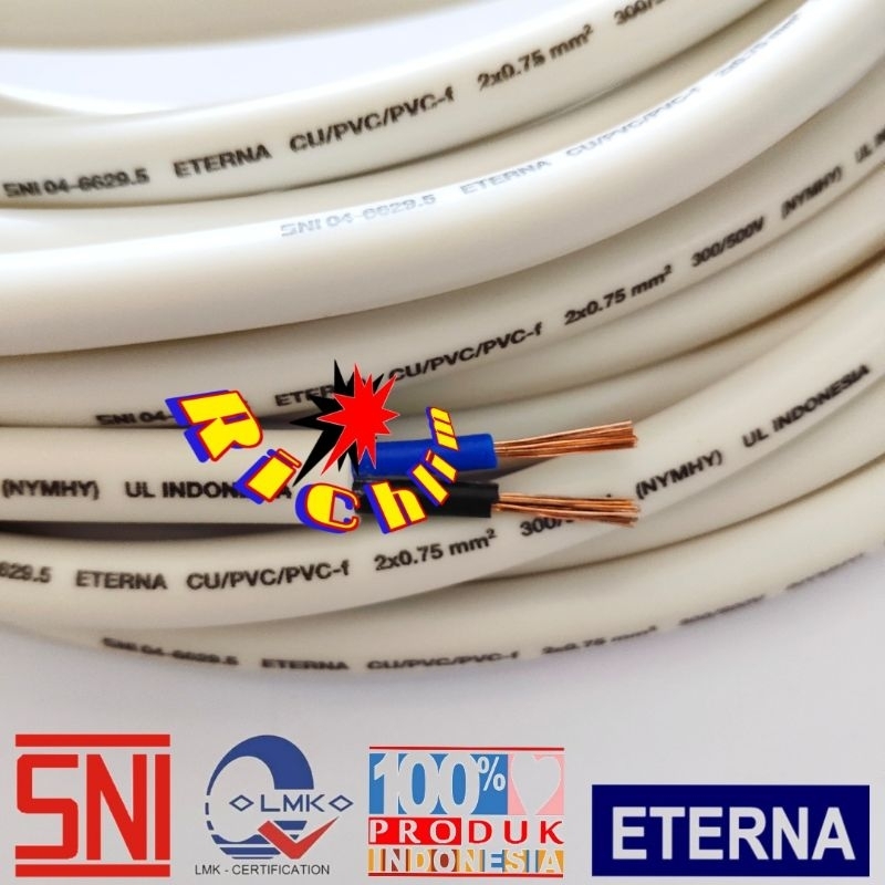 STOP KONTAK UTICON 2 LUBANG / 5 METER KABEL SERABUT TEMBAGA / STEKER LAMPU BROCO / COLOKAN LISTRIK