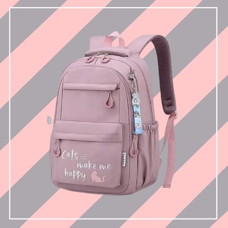 Tas Ransel Sekolah Anak Sd Smp Motif CATS ME MAKE HAPPY Kekininan