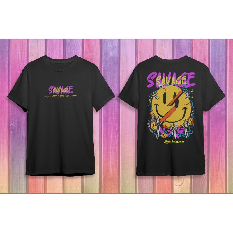 Baju Kaos Distro/ Kaos Skyzo Savage Smiley/T-shirt Pria Wanita Motif Smiley/Kaos Skyzo Combed 30s