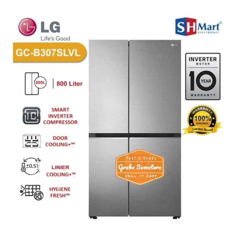 Kulkas 4 Pintu Side By Side LG Smart Inverter 800Ltr GC-B307SLVL Murah Medan