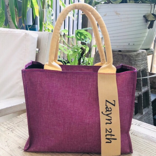 Tas souvenir ultah/Tas souvenir pernikahan kanvas custom free sablon