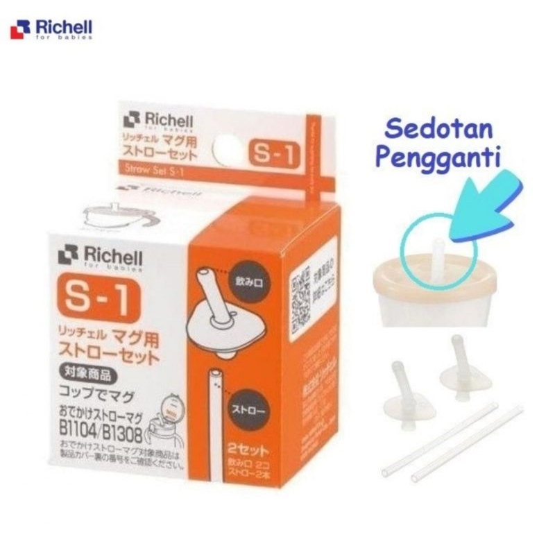 ORIGINAL Sedotan Richell S1 / ECER1pcs Richell S1 replacement sedotan pengganti S-1 richell cup de mug Aqulea straw training mug richel