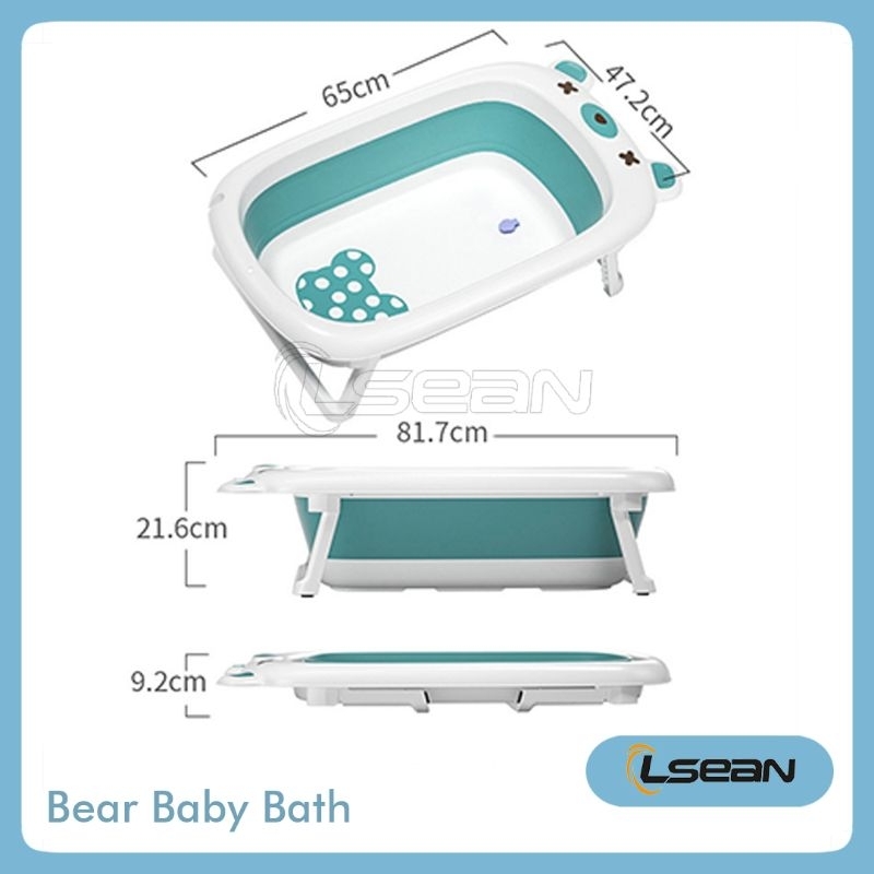 Baby Bath Tub Foldable Silicone Tempat Mandi Bayi Beruang Lucu Portable