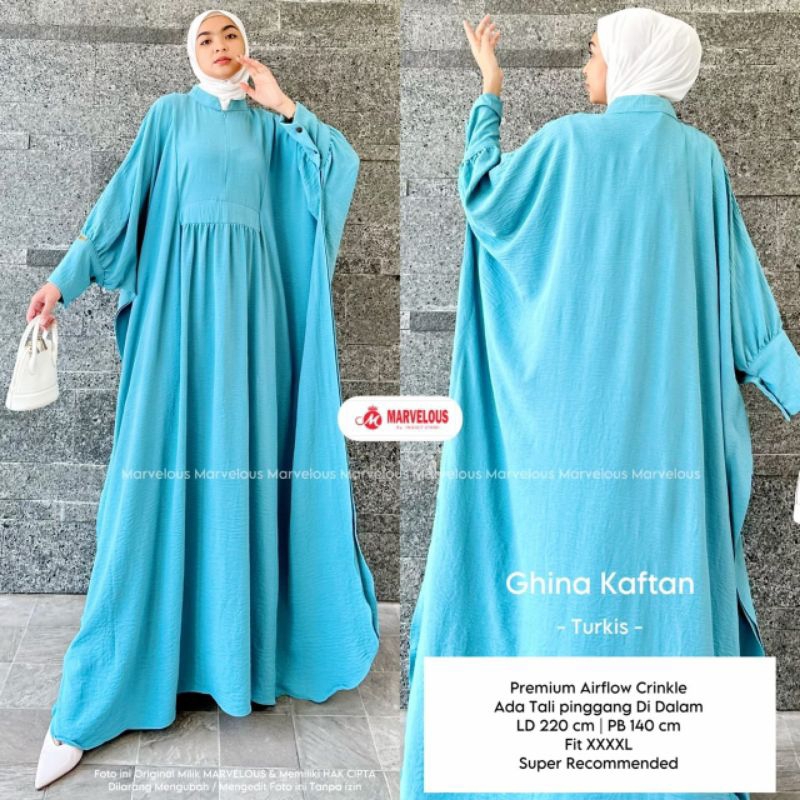 GHINA KAFTAN BY MARVELOUS / KAFTAN DRESS POLOS MUSLIMAH / Kaftan airflow wanita