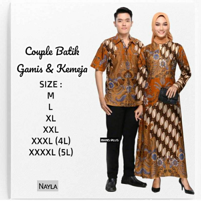 Couple Batik Keluarga Pasangan Gamis Jumbo 4L-5L Sarimbit Set Longdress Maxi Muslim Big Size DVN-Sgn