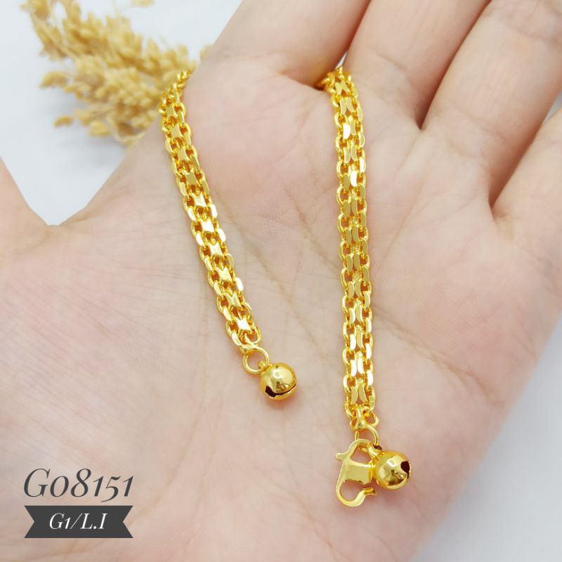 Gelang Fashion Rhodium Rantai Tikar 3mm Warna 24k G08151