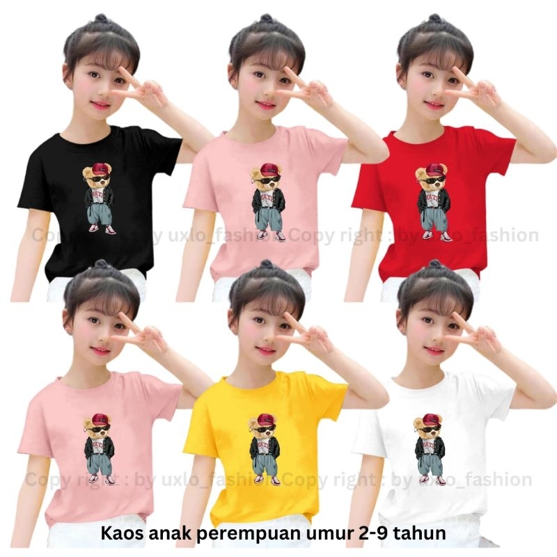 KAOS ANAK PEREMPUAN DAN LAKI MOTIF TEDY BEAR LUCU UMUR 2 SAMPAI 9 TAHUN UXLO FASHION