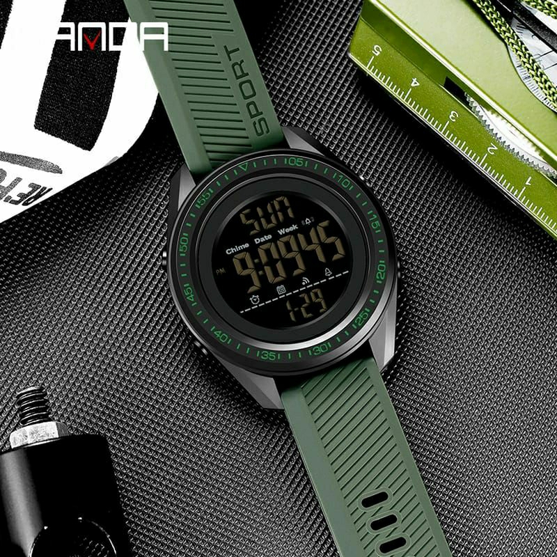 Jam Tangan SANDA 6013 Jam Tangan Pria Digital EL Backlight Sport Watch Anti Air