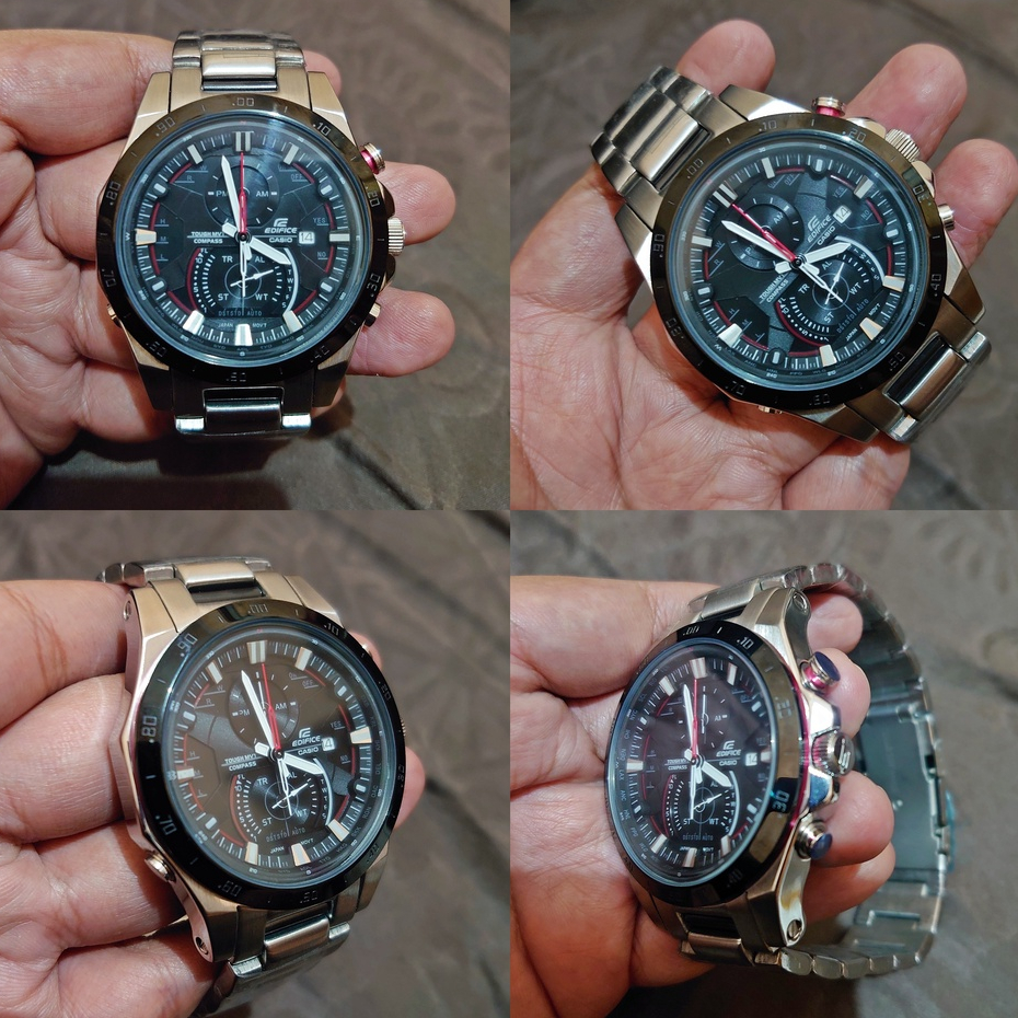 Jam Tangan Pria C*s*o ED*F*C* EQW-A1200DB-1A EQW-A1200 Red Silver Steel