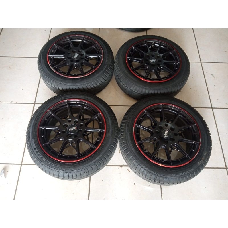 velg HSR CK05 ring 15 lebar 6,5 rata pcd 4x100/4x114,3 et.42 + ban forceum 185 55 kondisi ban ( 85% 