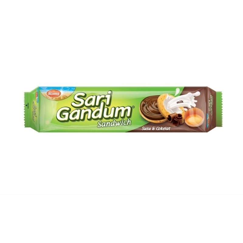 

Roma Sari Gandum Sandwich biskuit Susu & Cokelat 108g