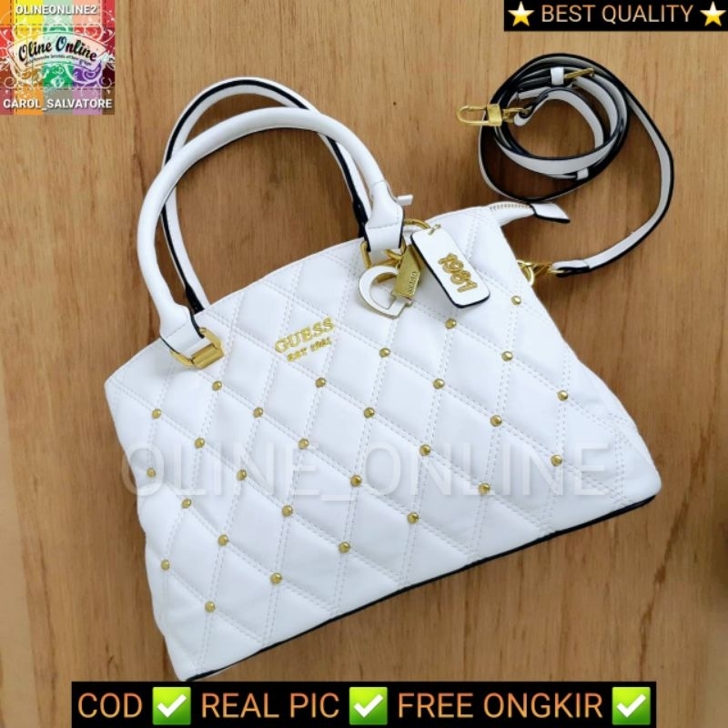 tas triana satchel office bag women studded manik manik paku quilted sage green crystal blue white beige pink black ready stock tas besar muat banyak roomy 3 sekat 4g tali panjang jinjing gs cirebon indramayu majalengka kuningan losari ciledug sindanglaut