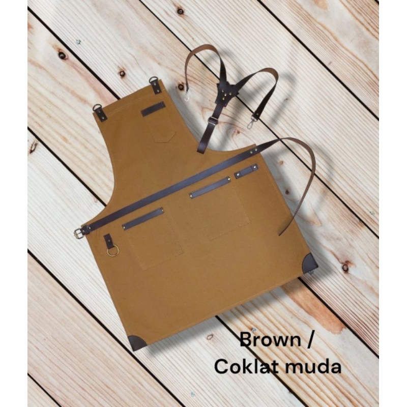 Celemek Apron Barista Canvas Leather Premium Quality Grade A |  Kain Super Tebal - NEW PRODUK