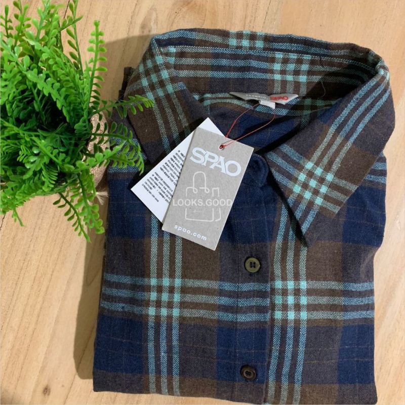 100% ORIGINAL SPAO CLOTHES FLANEL SHIRT MINT NAVY