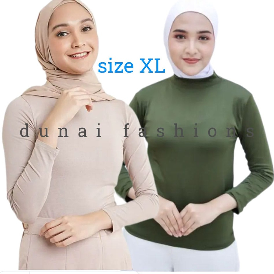 Kaos Manset Wanita Lengan Panjang Bahan Kaos rayon Tutle Neck size XL Terbaru Termurah Terlaris