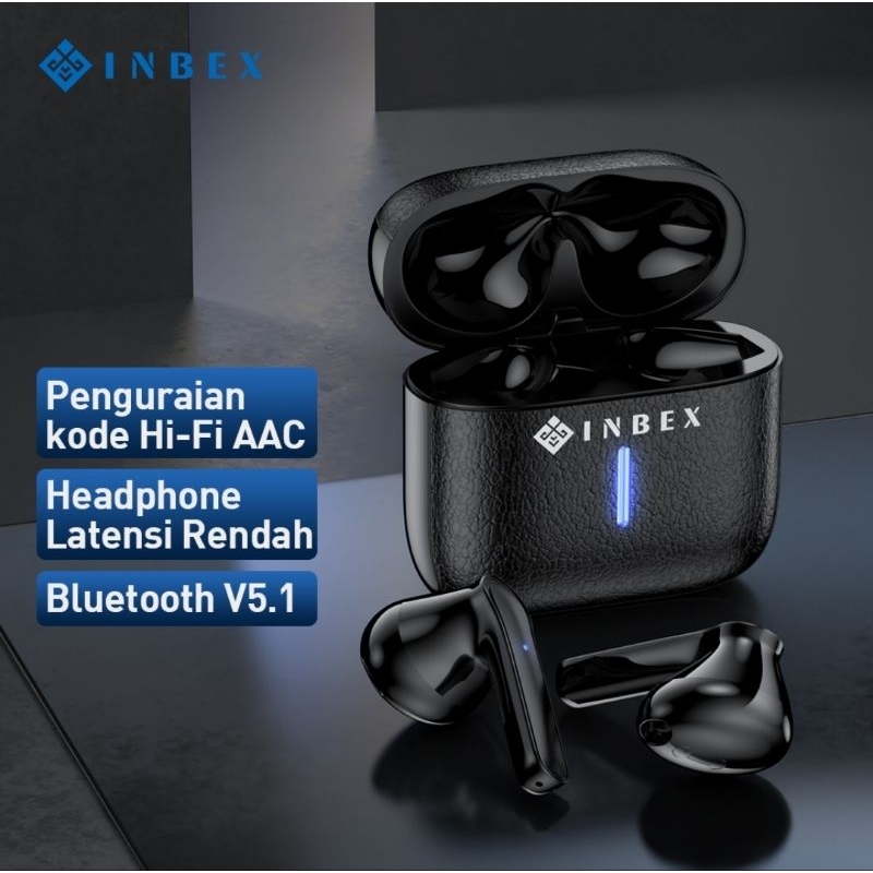 INBEX TWS Bluetooth Wireless Earphone Headset Gaming Casing Desain Kulit
