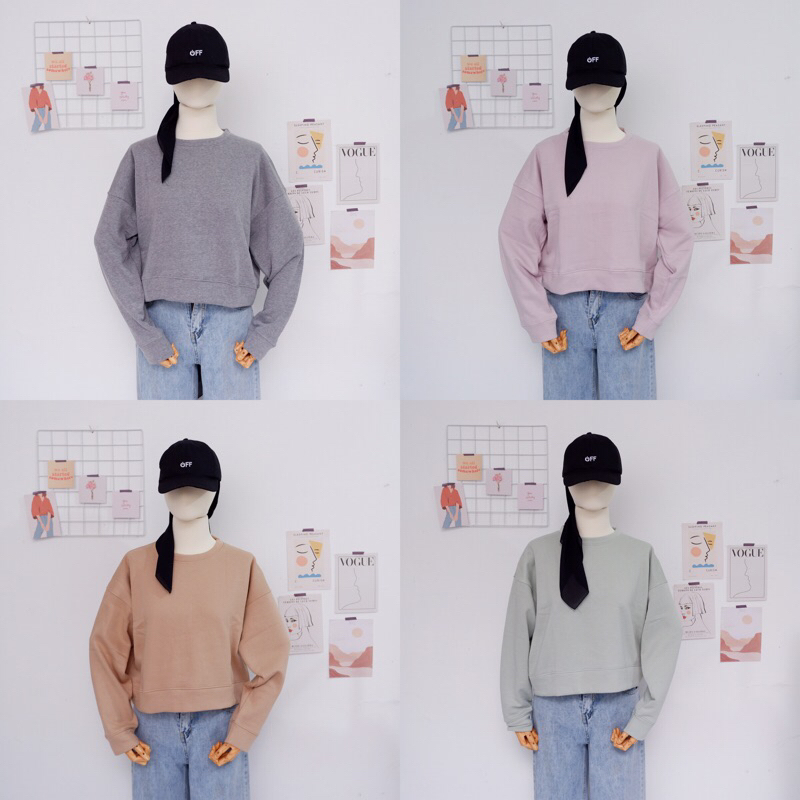 Sweater/Sweater crop wanita/Sweater crop oversize/Sweater crop top