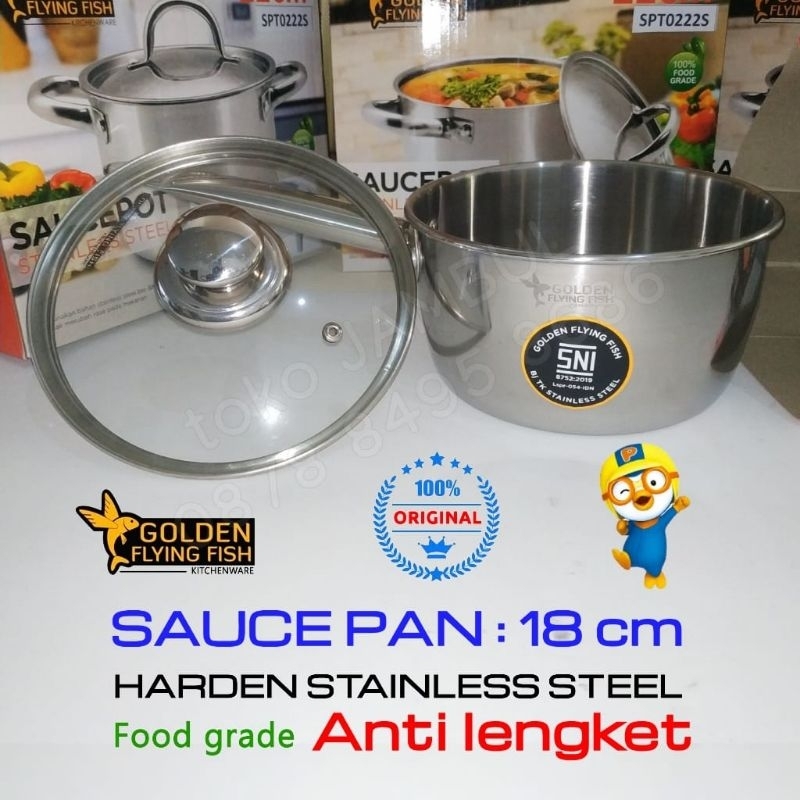 Sauce Pan 18 cm Stainless Steel Golden Flying Fish