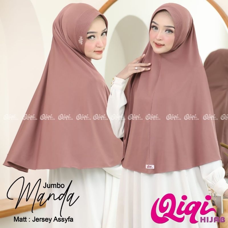 (Qiqi Hijab) JUMBO MANDA •jilbab instan•hijab instan jersey premium