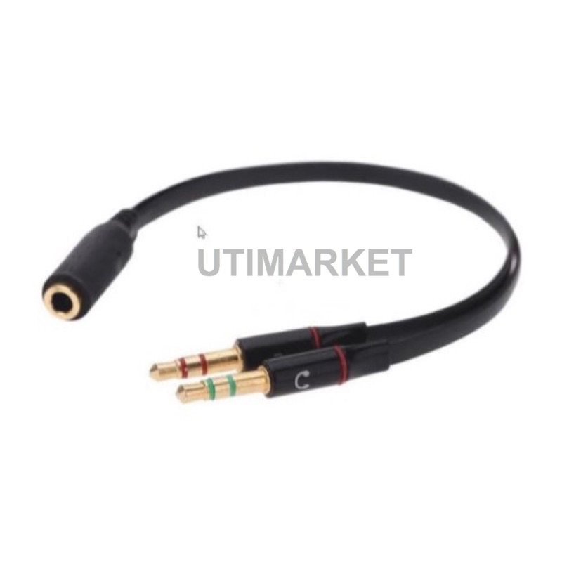 kabel spliter aux audio 3,5mm 2 male to 1 female