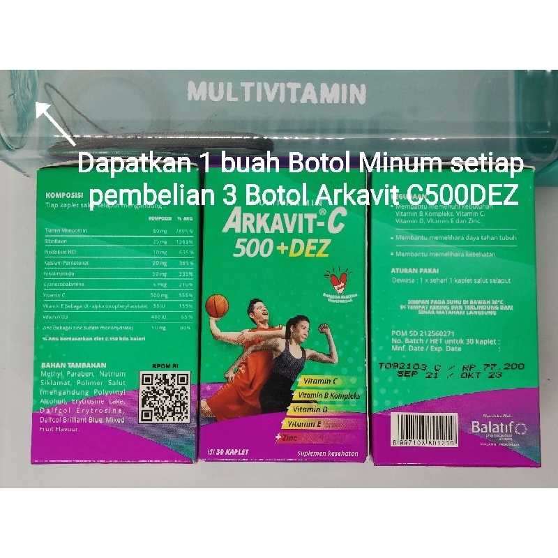 ARKAVIT C 500 + DEZ PER BOTOL ISI 30 | ZINC | VITAMIN C | ENERVON ACTIVE |