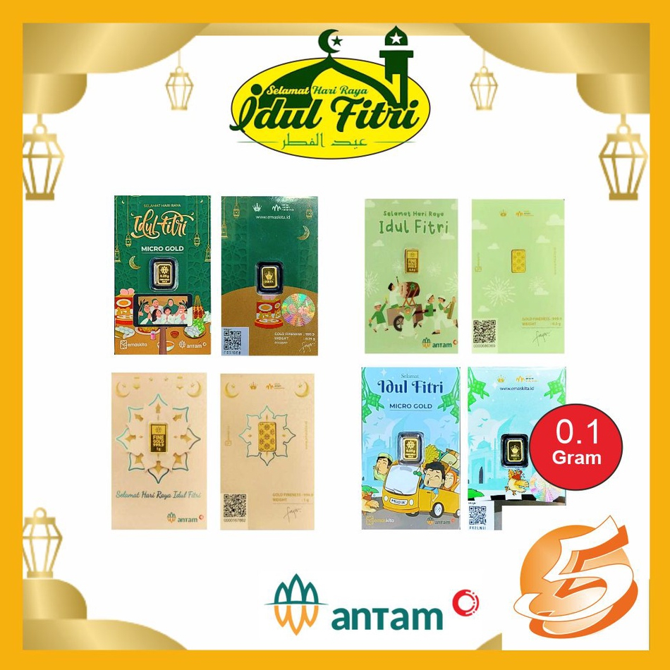 LOGAM MULIA ANTAM 0,1 0.1 GRAM HARTADINATA EMAS KITA IDUL FITRI LEBARAN EID MUBARAK KARTU UCAPAN HAD