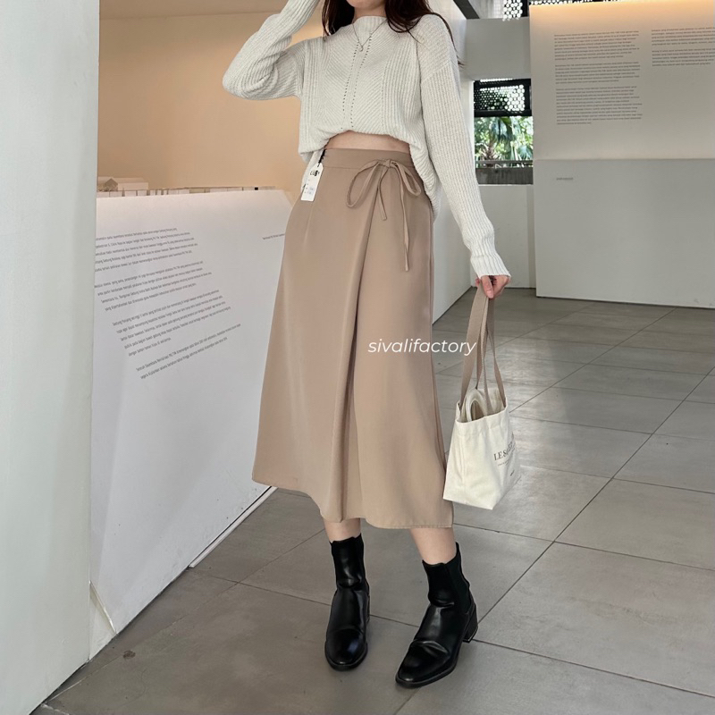 SIVALI Odila Skirt 803/804 - Polyester Skirt Anti Kusut - Midi Maxi Korean Loose Skirt - Rok Wanita