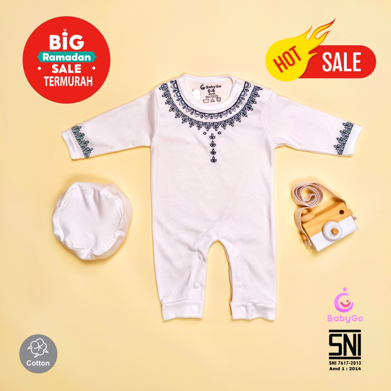 Jumper Panjang Koko Bordir Aqiqah / Baju koko Bayi / Sleepsuit koko bayi bordir