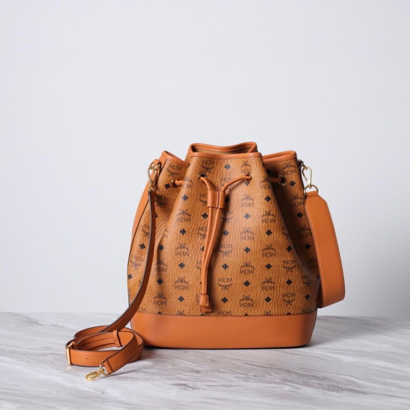 Original MCM Large Dessau Drawstring Bag in Visetos